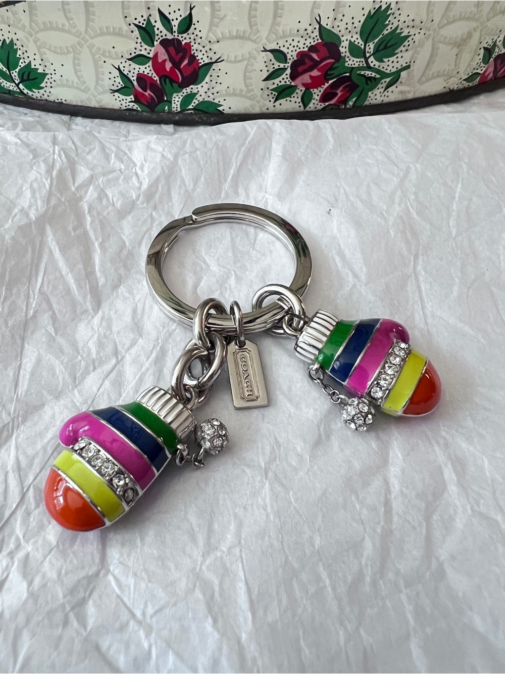 Coach Legacy Mittens Rhinestones Purse Charm NWOT
